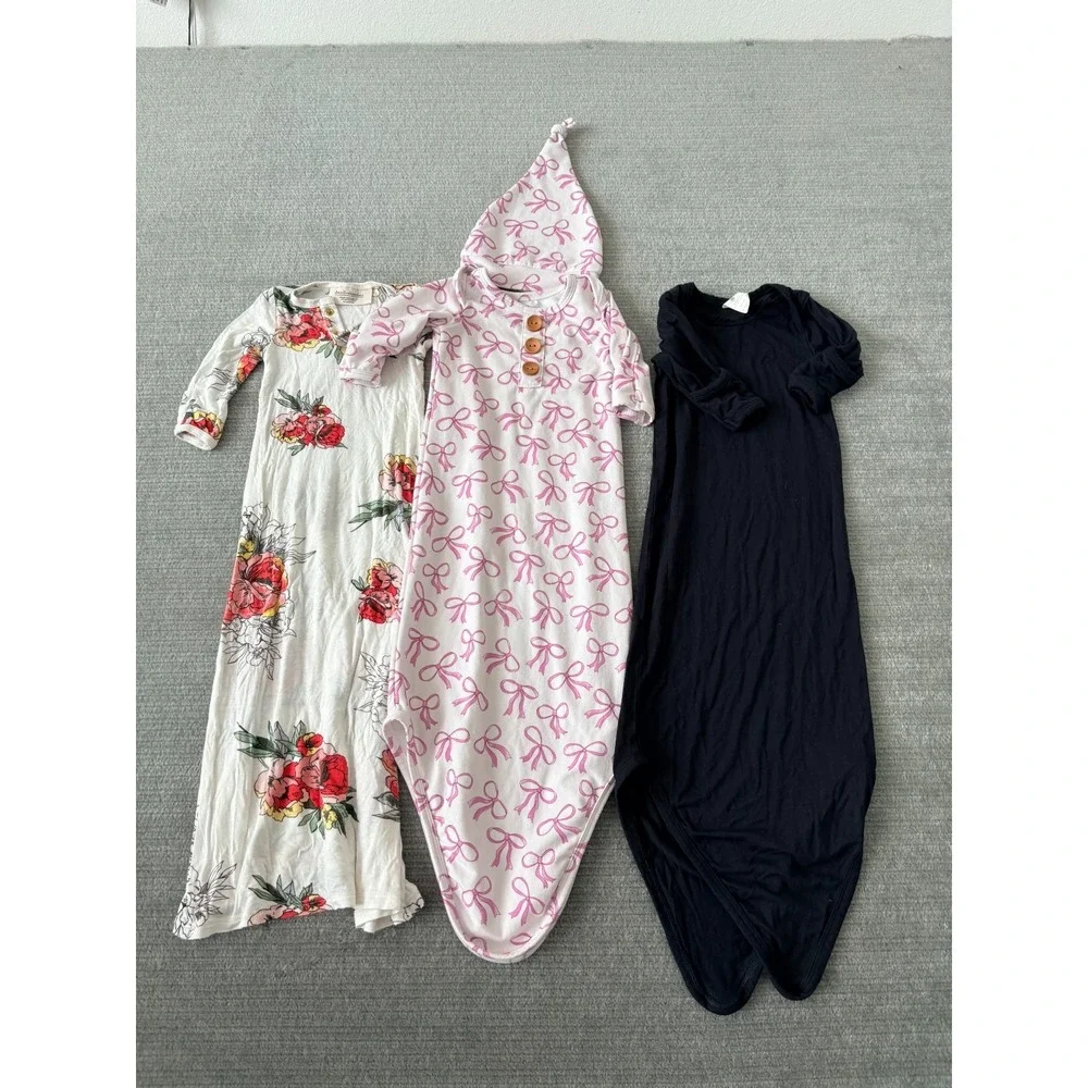 Lot of Three Sleep Gowns Caden Lane Kate Quinn Dwell Slumber Baby 0-3M